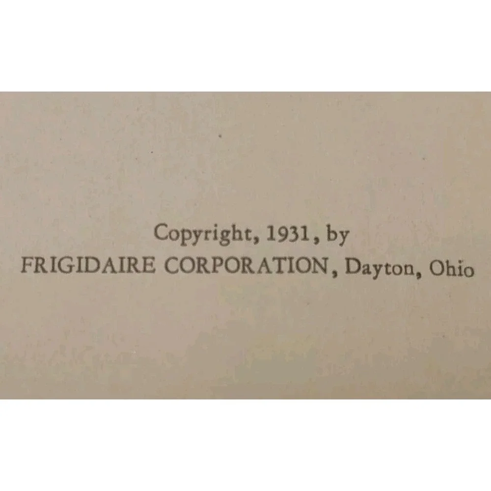 Rare 1931 Recipe CookBook Dezerts Frozen cook book Frigidaire 